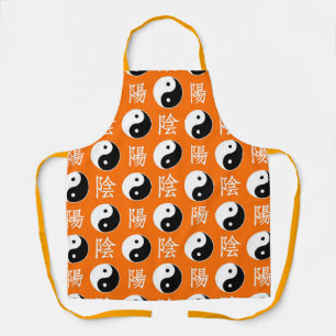 Delantal Fondo naranja Patrón chino Yinyang