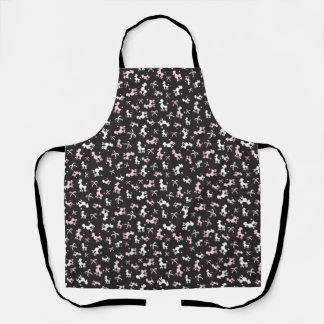 Delantal Fondo negro de cangrejo rosa y blanco