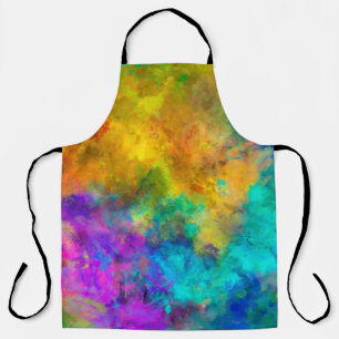 Delantal fondo pintado de arco iris vibrante abstracto de a