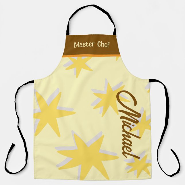 Delantal Fondo retro personalizado master chef Mostaza (Anverso)