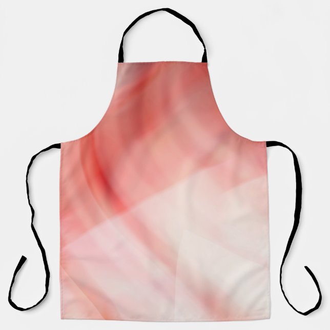 Delantal fondo rojo y rosa abstracto con anillos blancos  (Anverso)