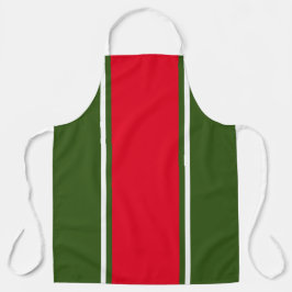 Delantal Fondo verde de la franja roja brillante del bosque