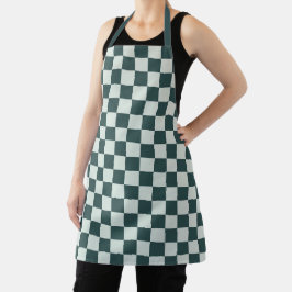 Delantal Forest green moss checkerboard pattern
