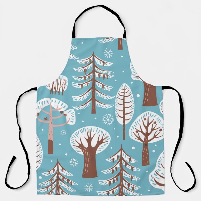 Delantal Forest, trees. Seamless background. Winter (Anverso)
