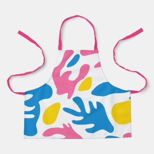 Delantal formas abstractas orgánicas rosa amarillo azul