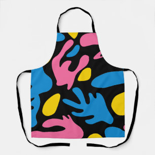 Delantal Formas abstractas orgánicas rosa amarillo azul neg