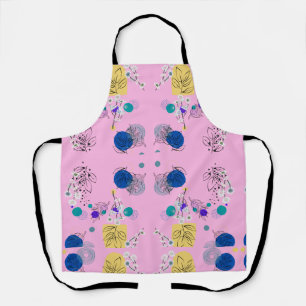 Delantal Formas Botánicas Abstractas Florales Boho Rosa Mod
