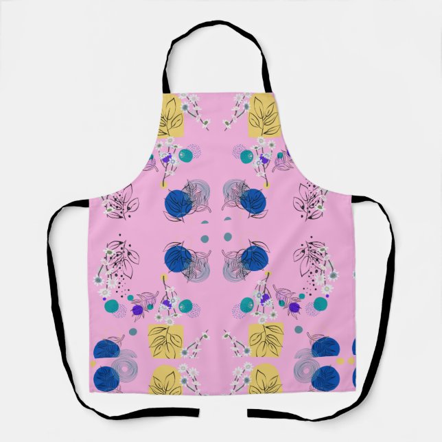 Delantal Formas Botánicas Abstractas Florales Boho Rosa Mod (Anverso)