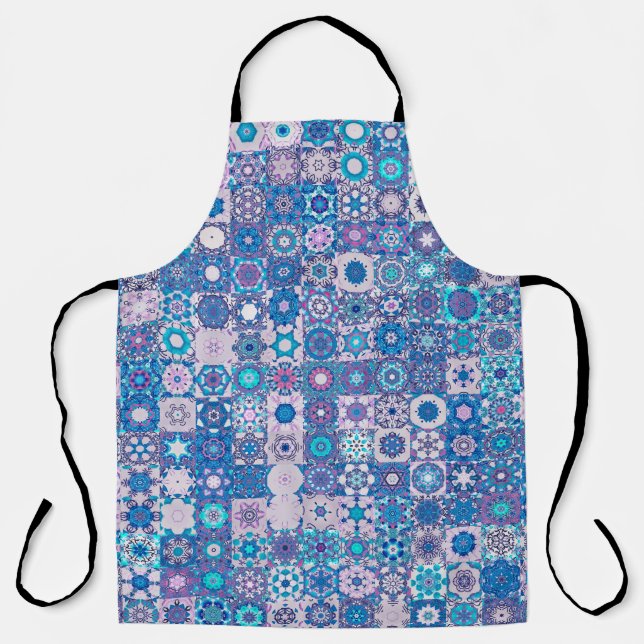 Delantal Formas geométricas abstractas y flores, sin costur (Anverso)