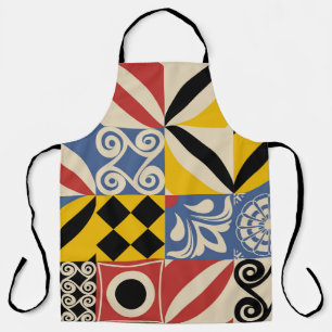 Delantal Formas geométricas retro: azulejos azules azules.