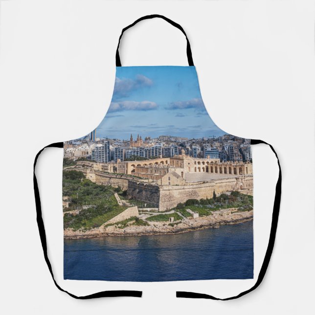 Delantal Fort Manoel y Sliema desde La Valeta, Malta (Anverso)