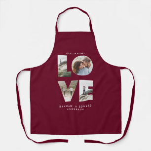 Delantal Foto de amor simple burgundy personalizado