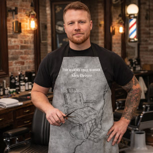 Delantal Foto de barbería moderna y elegante en negro y gri