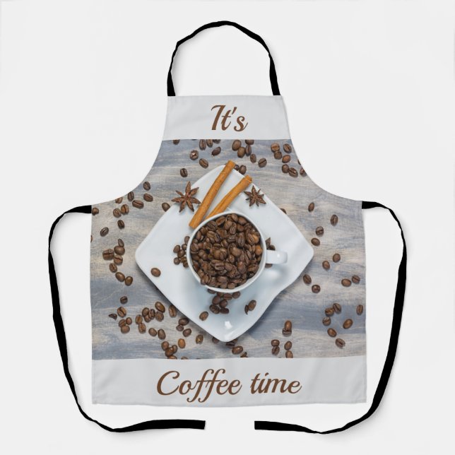 Delantal Foto de café con texto de personalizable (Anverso)