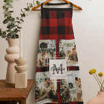 Delantal Foto De Collage Y Búfalo Rojo Con Inicio<br><div class="desc">Aprovecha el encanto eterno de Red Buffalo Plaid y crea una obra maestra personalizada con nuestro producto Collage Photo With First personalizado, disponible exclusivamente en Zazzle! Ya sea que esté buscando un regalo único o una impresionante adición a su decoración de casa, este artículo de personalizable es perfecto para añadir...</div>