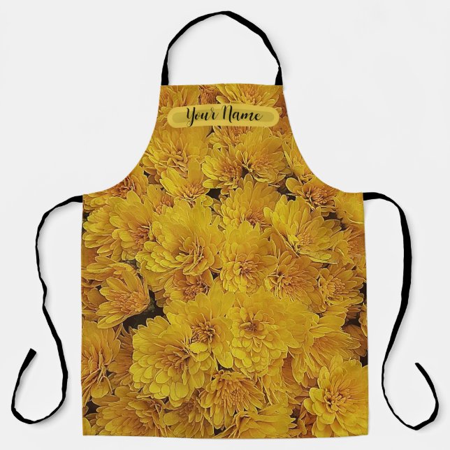 Delantal Foto de flores de crisantemos amarillos (Anverso)