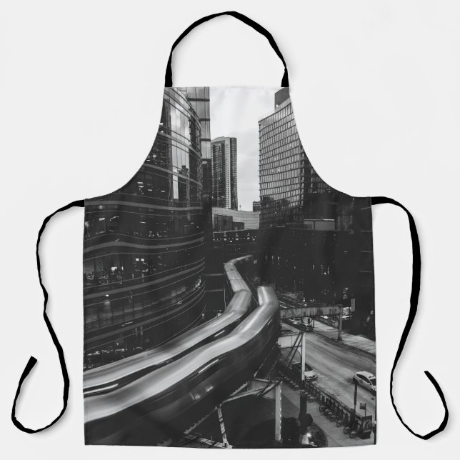 DELANTAL FOTO DE GRAYSCALE DE LA CIUDAD (Anverso)