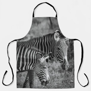 DELANTAL FOTO DE GRAYSCALE DE ZEBRAS
