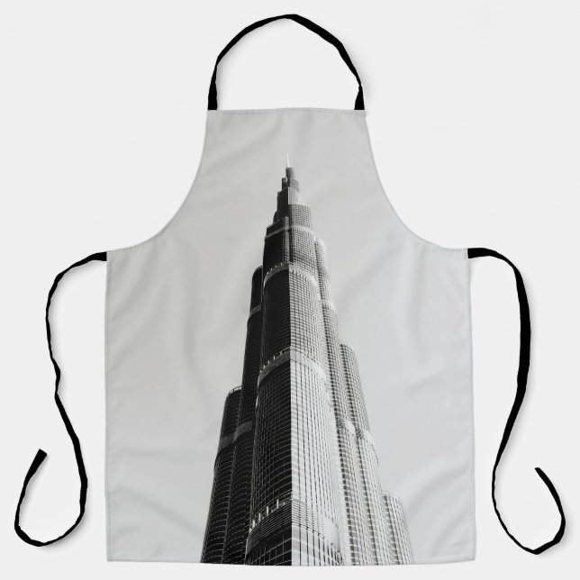 DELANTAL FOTO DE GRAYSCALE DEL EDIFICIO DE ALTO AUMENTO (Anverso)