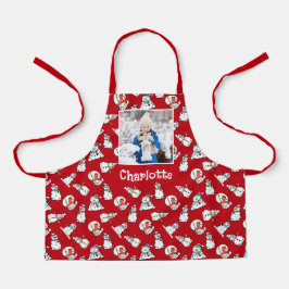 Delantal Foto De Hija Y Nombre Navidades Rojos Snowman