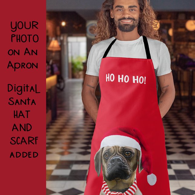 Delantal Foto de perro de foto personalizado Red Santa Hat (Subido por el creador)