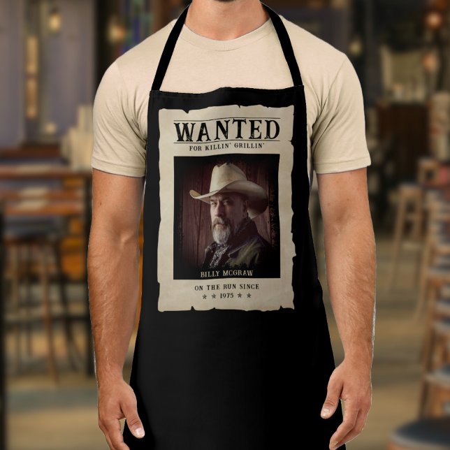 Delantal Foto de Poster divertida de moda (Wanted Poster Funny Vintage Photo Apron
)