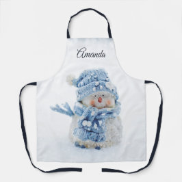 Delantal Foto de un muñeco de nieve en invierno - Navidades