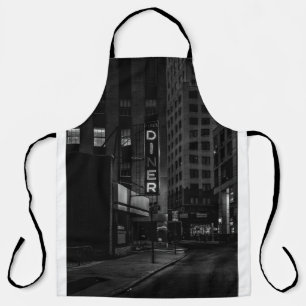 DELANTAL FOTO GRAYSCALE DEL RÓTULO PEARL DINER EN LA CIUDAD
