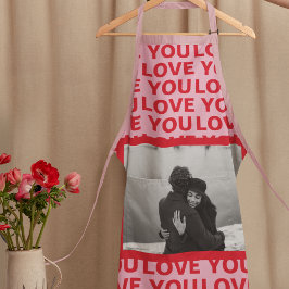 Delantal Foto moderna | Red & Pink Love You Valentines Gift