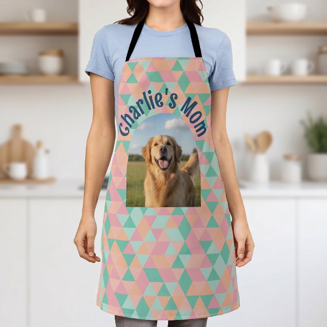Delantal Foto personalizada de mamá de perro geométrica (Subido por el creador)