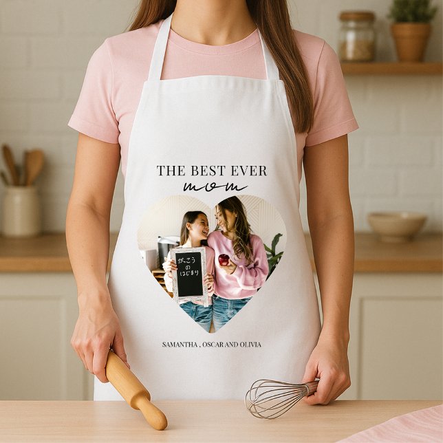 Delantal Foto personalizada de mejor madre del corazón (Subido por el creador)