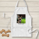 Delantal Foto personalizada de perro pastor alemán, nombre<br><div class="desc">Personalice este keepsake con su foto subida de German Shepherd y su nombre (también puede subir cualquier foto y personalizarlo con cualquier texto). El texto dice "Mejor perro nunca" o agrega tu propio texto - Nos encanta el "nombre del perro", el cumpleaños del perro o el día de pasar. Simplemente...</div>