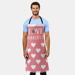Delantal Foto personalizada de Valentines Couple Heart Pers