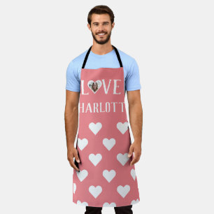 Delantal Foto personalizada de Valentines Couple Heart Pers