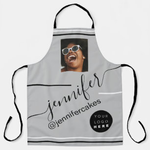 Delantal Foto Personalizado Logo Café Helado Crema de hela