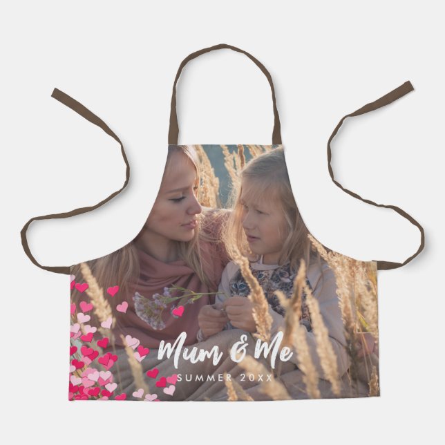 Delantal Foto personalizado Moderna Escribiendo Corazones R (Anverso)