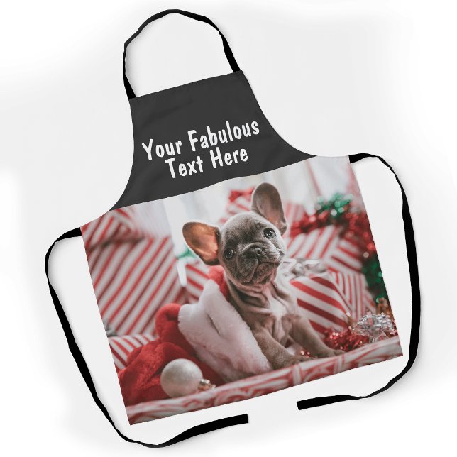 Delantal Foto y texto personalizados (Personalized Photo and Text Apron, any color, any font, no minimum)
