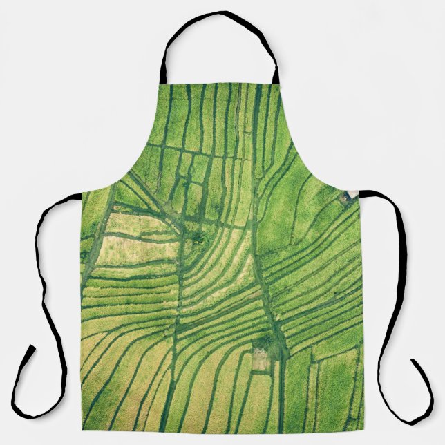 Delantal Fotografía aérea del campo de cultivo verde (Anverso)