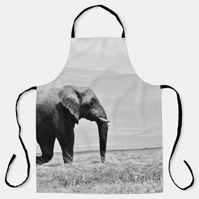 DELANTAL FOTOGRAFÍA GRAYSCALE DE ELEFANTE (Anverso)