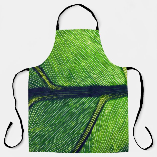 Delantal Fotografía macro de hoja verde (Anverso)