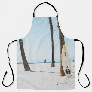 Delantal Fotografía selectiva de la tabla de surf blanca