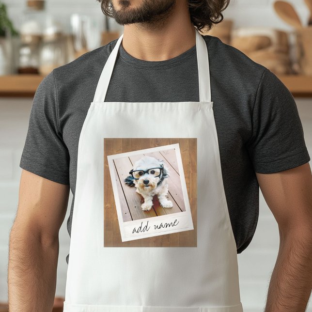 Delantal Fotograma rústico con Instagram cuadrado y madera (Custom Apron with a Photo Collage)