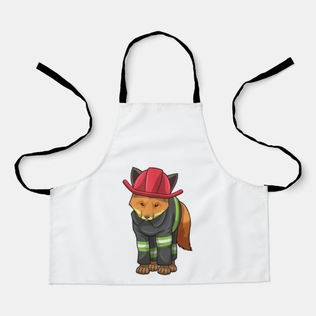 Delantal Fox como bombero con casco (Anverso)