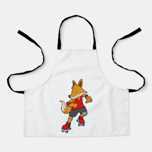 Delantal Fox como patinador con patines de rodillos