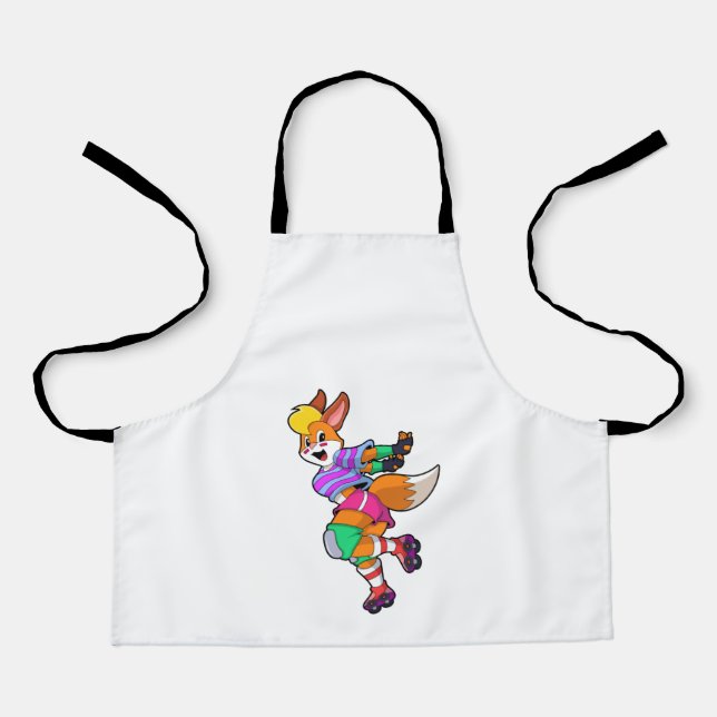 Delantal Fox como patinador en línea con patines en línea (Anverso)