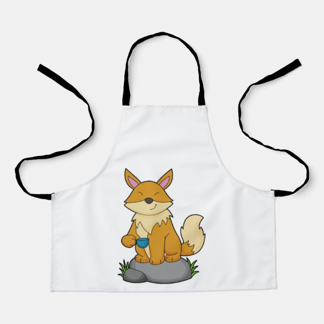 Delantal Fox con taza de café (Anverso)
