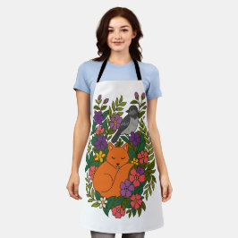 Delantal Fox, paloma y flores