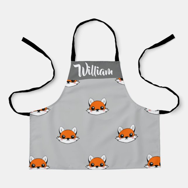 Delantal Foxes en gris (Anverso)
