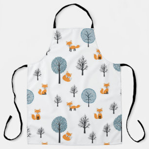 Delantal Foxes Forestales: fondo blanco vintage