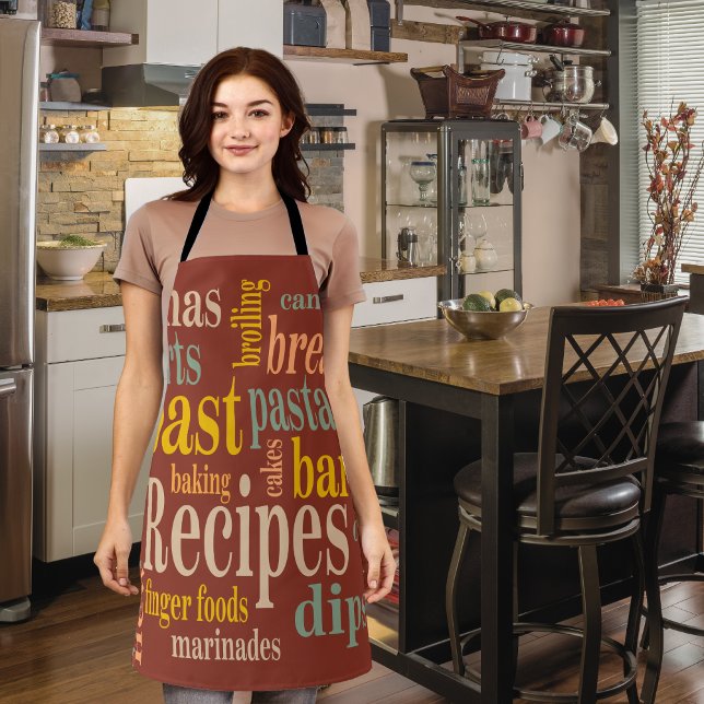 Delantal Fragmento de la receta del país: número quemado (Country Recipe Sayings Burnt Umber Apron)